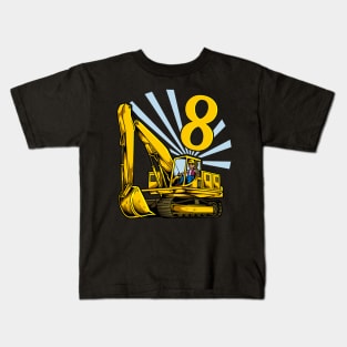 Excavator 8 year old birthday Kids T-Shirt